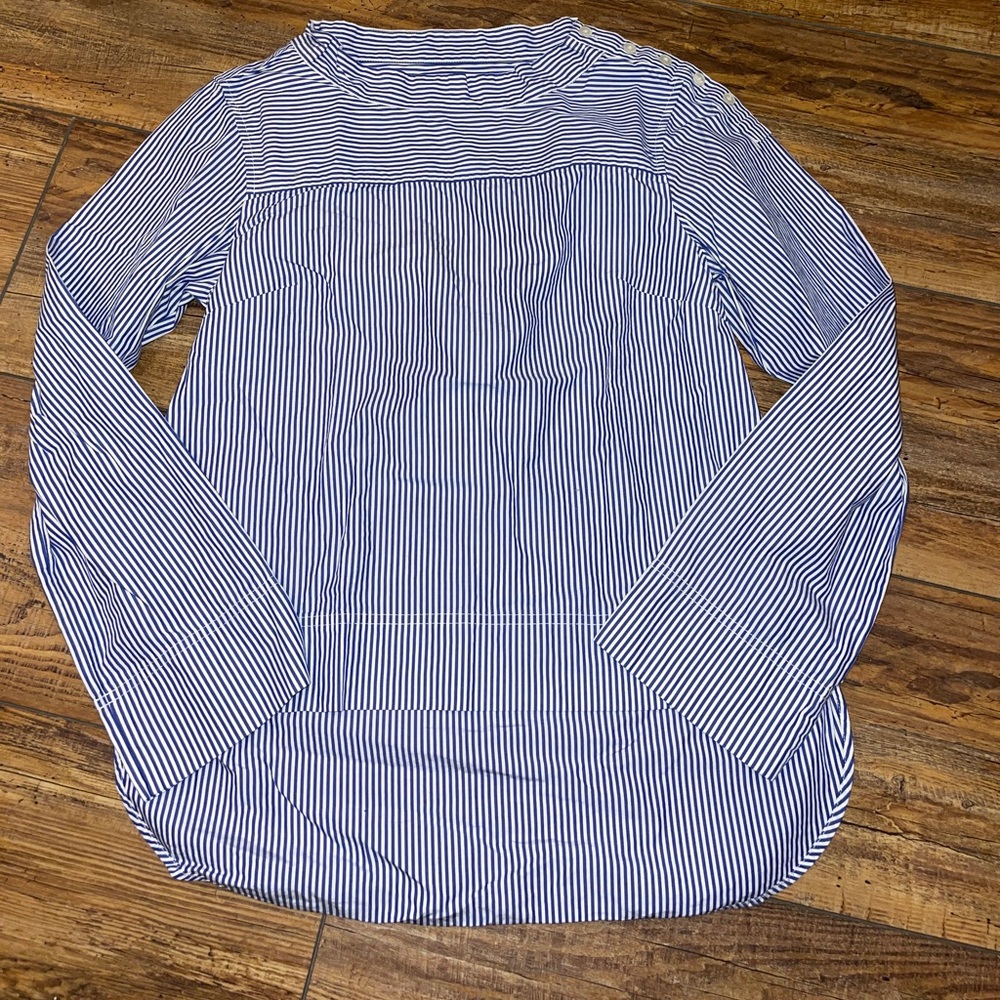 Blue and white stripped blouse from J Crew